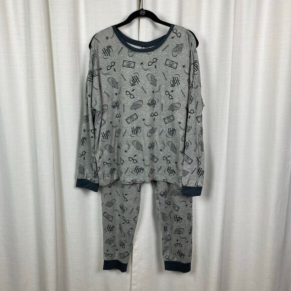 The Wizarding World Of Harry Potter Gray Icon Print Pajama Set Sz.XL - Picture 4 of 15